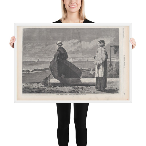 "Dad's Coming!" (Harper's Weekly, Vol. XVII) - Winslow Homer - November 1, 1873 - Matte Paper Framed Poster Museum quality 7723290