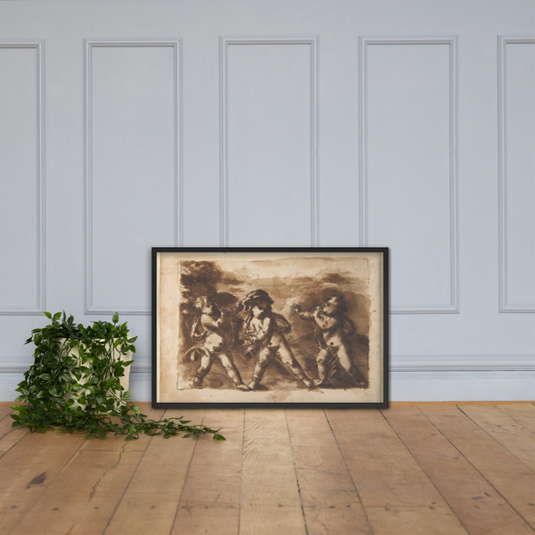 Three Dancing Putti - Leonardo Scaglia - 1640–50 - Matte Paper Framed Poster Museum quality 7743965