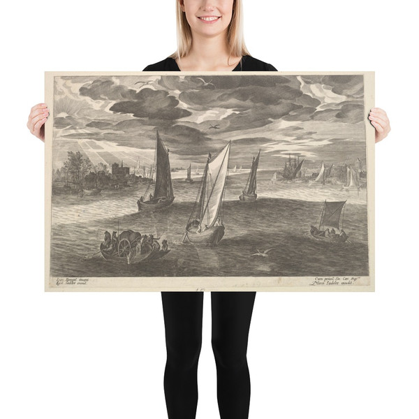 Riverscape with Boats - Aegidius Sadeler II - Paper Poster Museum quality 7723329