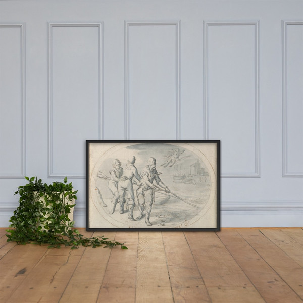 Emblem Drawing ("Hope sustains me") - Jacob Matham - early 17th century - Matte Paper Framed Poster Museum quality 7737505