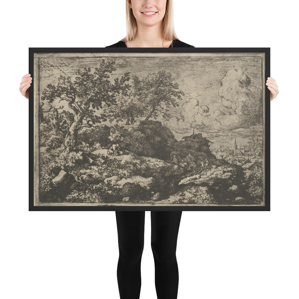 The Two Peasants Seated on the Hill - Allart van Everdingen - Matte Paper Framed Poster Museum quality 7747375