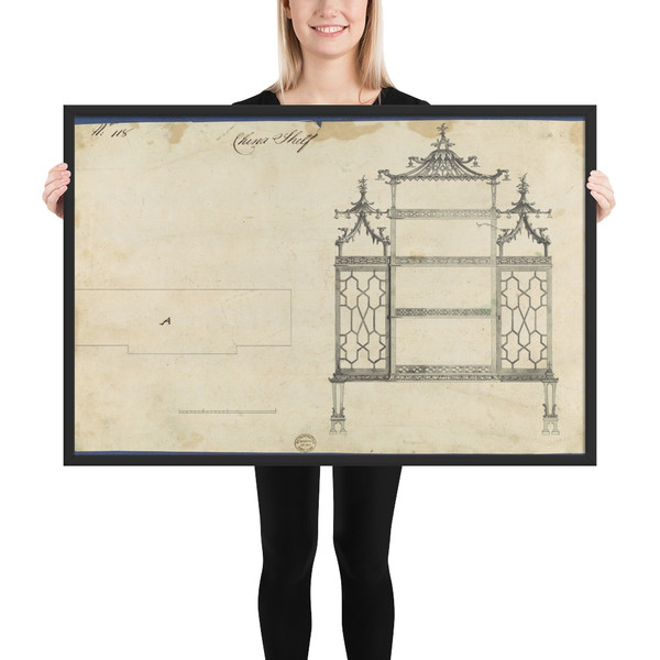 China Shelf, from Chippendale Drawings, Vol. II - Thomas Chippendale - 1754 - Matte Paper Framed Poster Museum quality 7724626