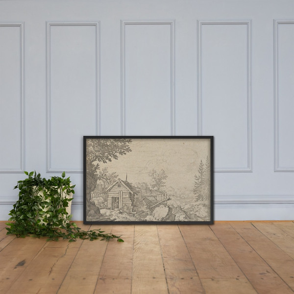 Two Men in the Door of the Hut - Allart van Everdingen - 17th century - Photo Paper Framed Poster Museum quality 7724477