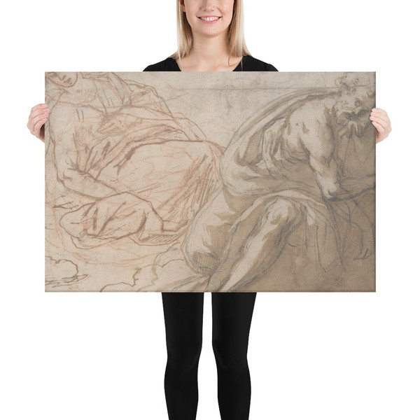 Two Sleeping Figures - Anonymous, Italian, Roman-Bolognese, 17th century - 17th century - Canvas Museum quality 7746051