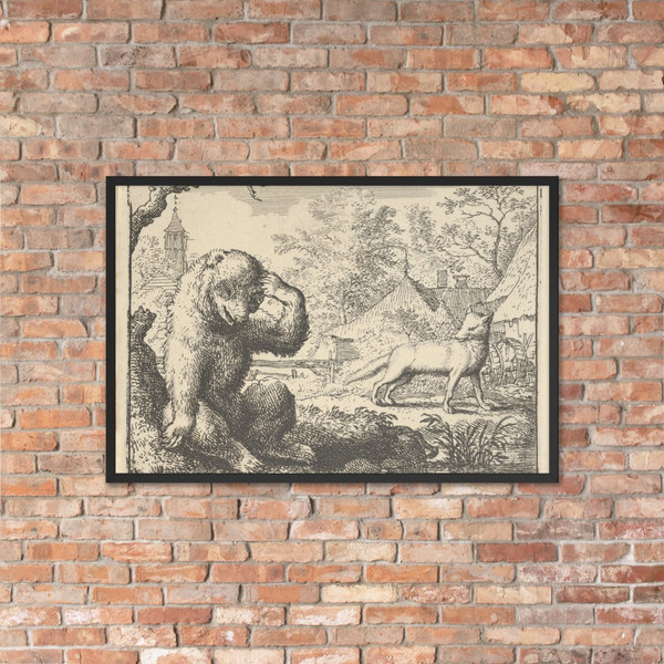 Renard Makes Fun of the Bear from Hendrick van Alcmar's Renard The Fox - Allart van Everdingen - 1650–75 - Photo Paper Framed Poster Museum quality 7741341