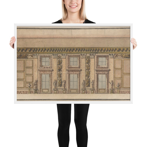 Elevation of the Gallery in the Palazzo Doria-Pamphilj, Rome - Anonymous, Italian, 17th century - ca. 1650 - Photo Paper Framed Poster Museum quality 7741745