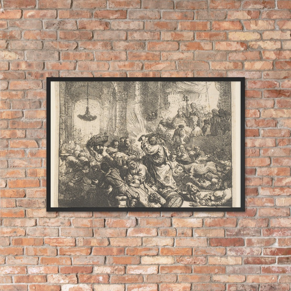 Christ Driving the Money-Changers from the Temple - Rembrandt (Rembrandt van Rijn) - 1635 - Photo Paper Framed Poster Museum quality 7737708