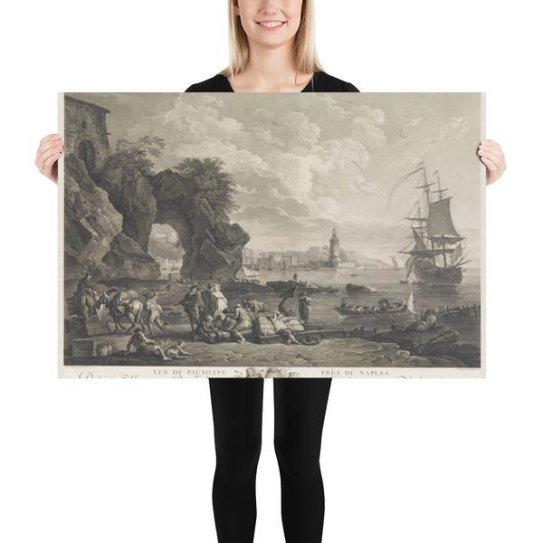 Vue de Pausilype Près de Naples - Robert Daudet - 1785 - Paper Poster Museum quality 7741306