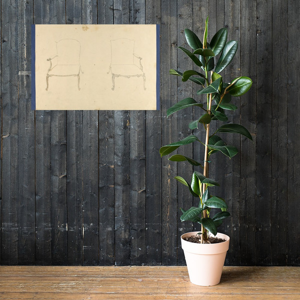 Two French Chairs, in Chippendale Drawings, Vol. I - Thomas Chippendale - ca. 1753–1762 - Paper Poster Museum quality 7748007