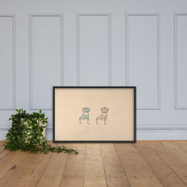 Design for Drawing Room Chairs, Louis Quinze Style - Robert William Hume - 1835–1900 - Matte Paper Framed Poster Museum quality 7724198