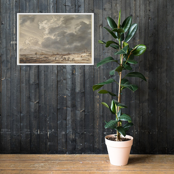 The Beach at Scheveningen (?), with Strollers - Simon Andreas Krausz - 1775–1825 - Photo Paper Framed Poster Museum quality 7743510