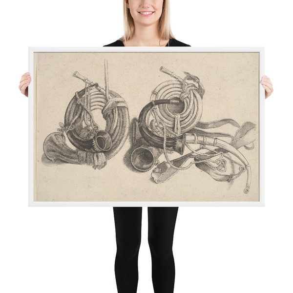 Five hunting horns - Wenceslaus Hollar - 1647 - Photo Paper Framed Poster Museum quality 7739015
