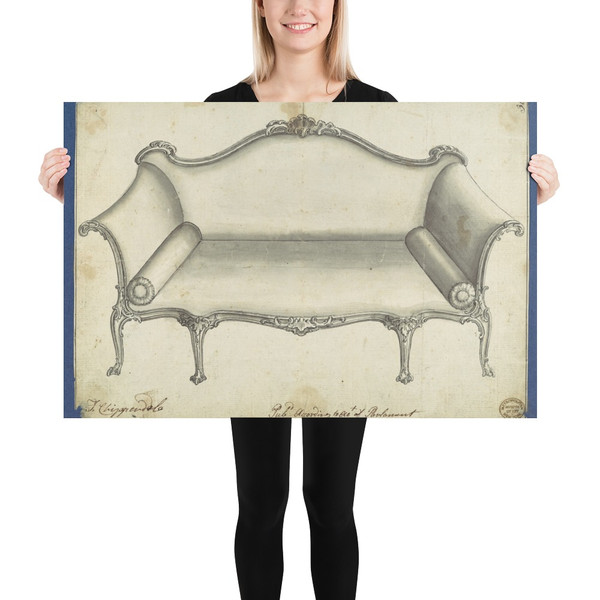 Sofa, in Chippendale Drawings, Vol. I - Thomas Chippendale - 1759 - Paper Poster Museum quality 7747868