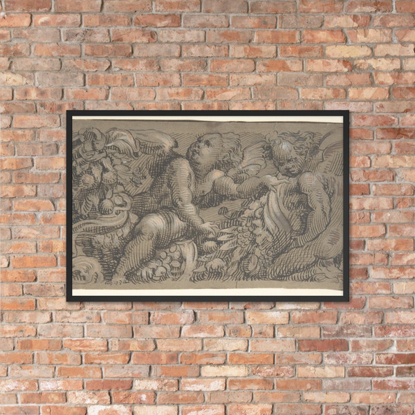 Frieze with Putti - Anonymous, Italian, 19th century - 1800–1900 - Photo Paper Framed Poster Museum quality 7738838