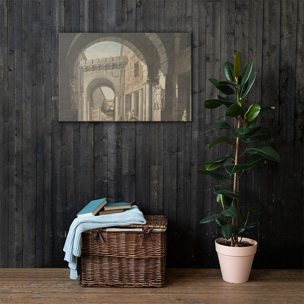 Courtyard - Anonymous, Italian, 18th century - 18th century - Canvas Museum quality 7742175