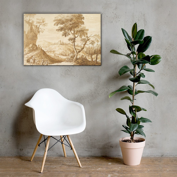 Landscape with a Town in the Distance - Anton Maria Zanetti the Elder - 1680–1767 - Canvas Museum quality 7746262