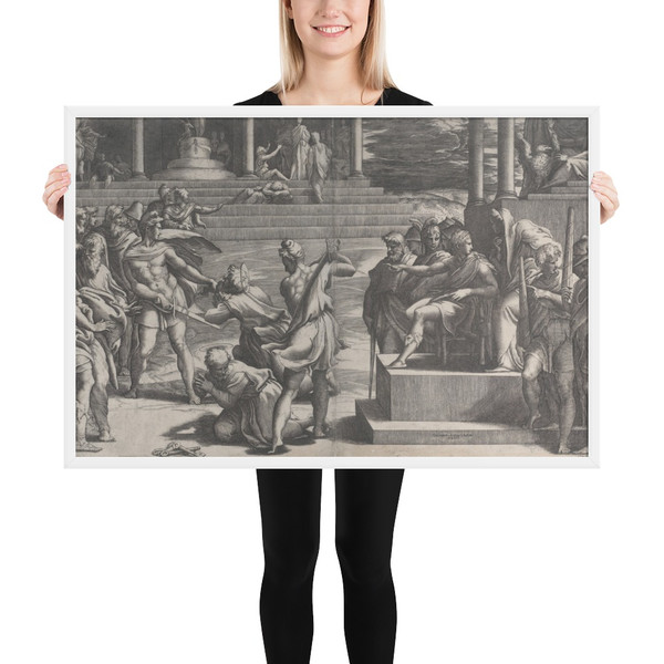 The martyrdom of Saint Paul and the condemnation of Saint Peter - Giovanni Jacopo Caraglio - 1524–27 - Photo Paper Framed Poster Museum quality 7742339