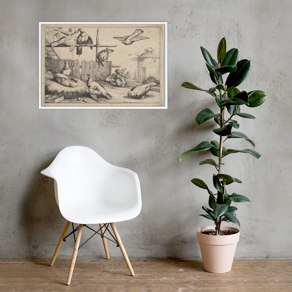 Eight  doves - Wenceslaus Hollar - 1654–58 - Photo Paper Framed Poster Museum quality 7739359