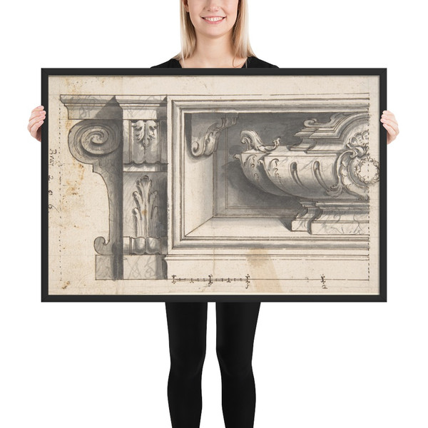 Design for a Sarcophagus or an Urn in a Niche - Anonymous, Italian, Piedmontese, 18th century - 1700–1780 - Photo Paper Framed Poster Museum quality 7745635