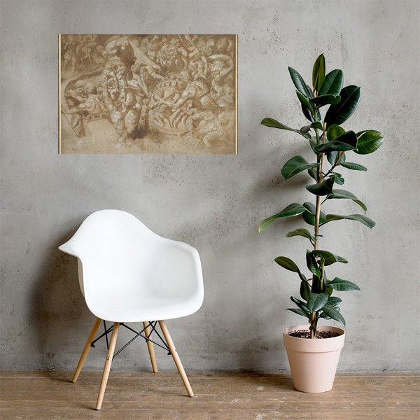 Naval Battle Between Mythological Forces - Anonymous, Italian, 19th century - 19th century - Photo Paper Poster Museum quality 7741129