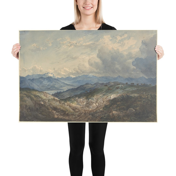 Mountainous Landscape with Approaching Thunderstorm - Anonymous, German, 19th century - 19th century - Photo Paper Poster Museum quality 7740241