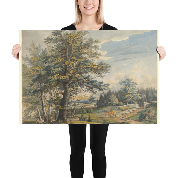 Wooded Landscape with Stag - Carl August Lebschee - 1800–1877 - Paper Poster Museum quality 7739961