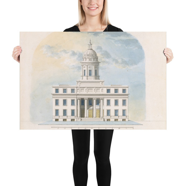 First Merchants' Exchange, New York (elevation of main façade) - Alexander Jackson Davis - probably 1826 - Photo Paper Poster Museum quality 7746487