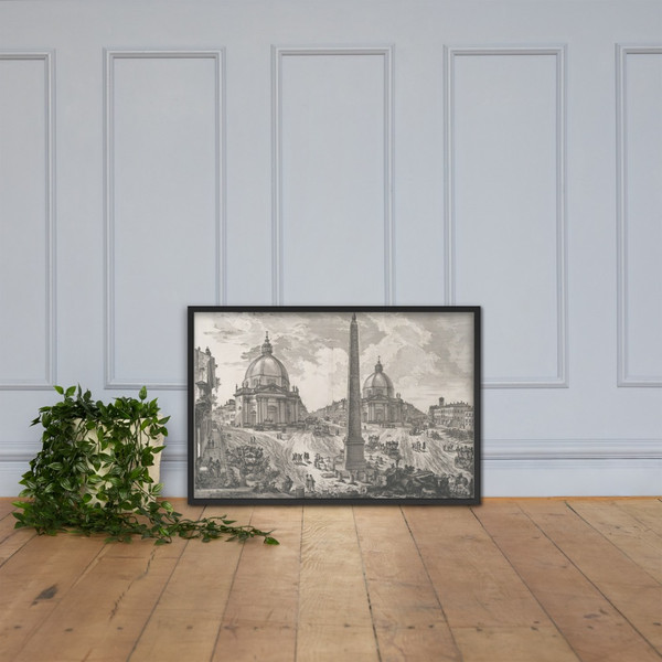 The Piazza del Popolo (Veduta della Piazza del Popolo) - Giovanni Battista Piranesi - ca. 1750 - Matte Paper Framed Poster Museum quality 7747435