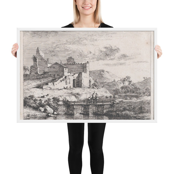 Small Bridge on Three Piers - Jean Jacques de Boissieu - 1773 - Matte Paper Framed Poster Museum quality 7745849