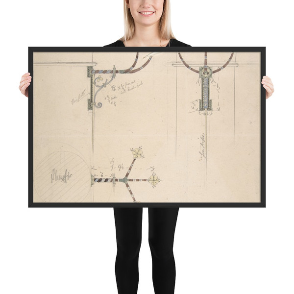 Designs for Church Wall Standards - Richardson Ellson & Co. - ca. 1880 - Matte Paper Framed Poster Museum quality 7724370