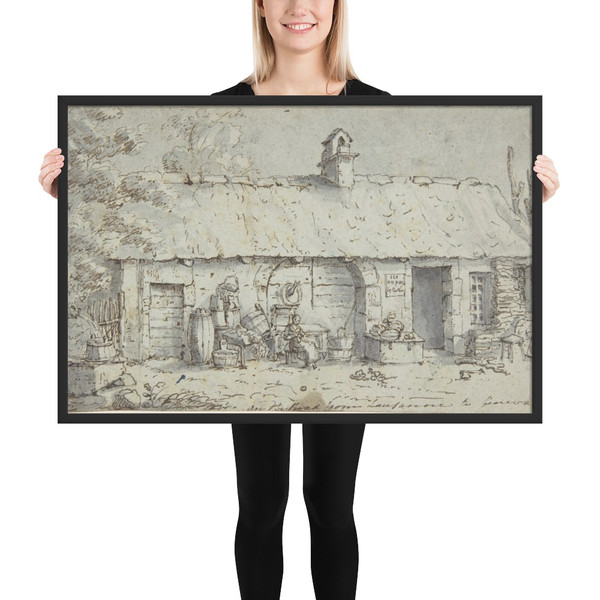 Cottage on the Road from Lausanne to Geneva - Joseph Farington - ca. 1800 - Matte Paper Framed Poster Museum quality 7744555