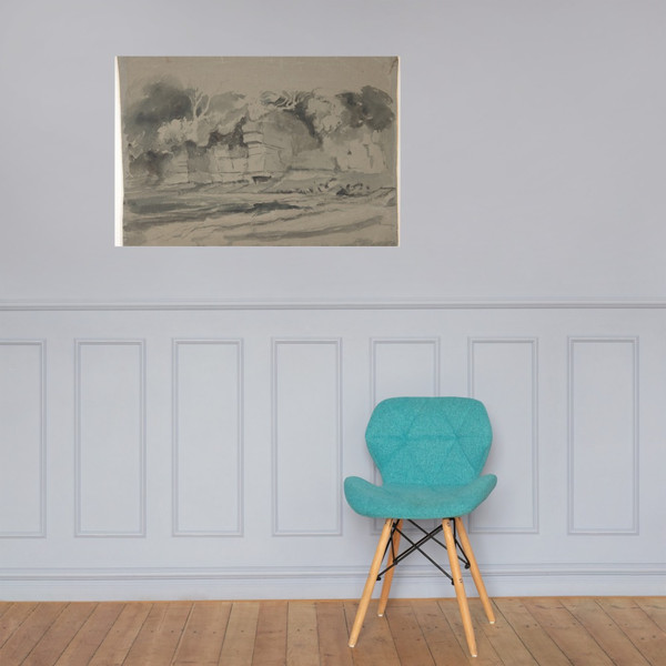 Landscape with a Rock Wall, perhaps in Westmorland - Peter De Wint - 1800–1849 - Paper Poster Museum quality 7743754