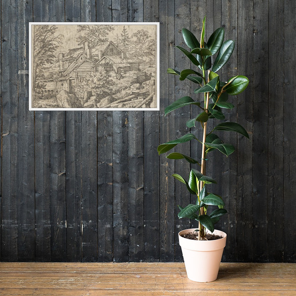 The Hamlet on the Mountainside - Allart van Everdingen - Photo Paper Framed Poster Museum quality 7739322