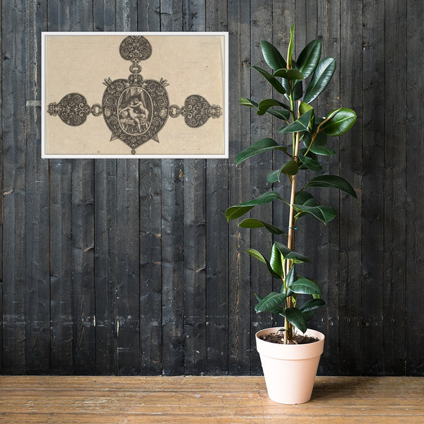 Design for a Heart-Shaped Brooch - Johann Theodor de Bry - 1580–1600 - Photo Paper Framed Poster Museum quality 7737713