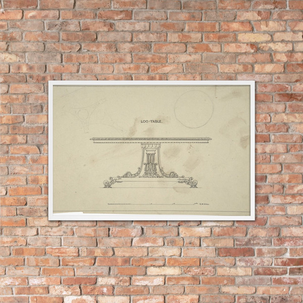 Design for Loo-Table, with plans of top and pedestal - Robert William Hume - 1835–1900 - Matte Paper Framed Poster Museum quality 7724172
