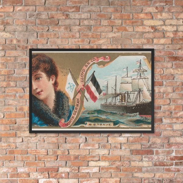 Steamship Trave, North German Lloyd Steamship Company, from the Ocean and River Steamers series (N83) for Duke brand cigarettes - W. Duke, Sons & Co. - 1887 - Matte Paper Framed Poster Museum quality 7738014
