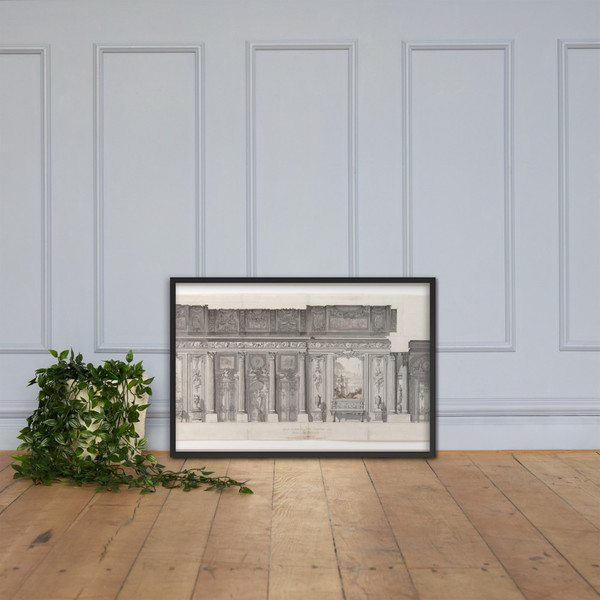 Design for a "Grande Galerie" - Jean Charles Delafosse - 1769 - Matte Paper Framed Poster Museum quality 7744122