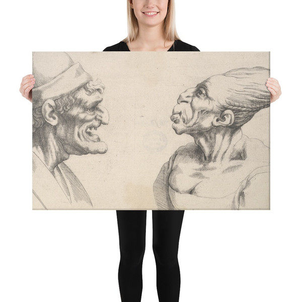 Two deformed heads - Wenceslaus Hollar - 1645–50 - Canvas Museum quality 7741636