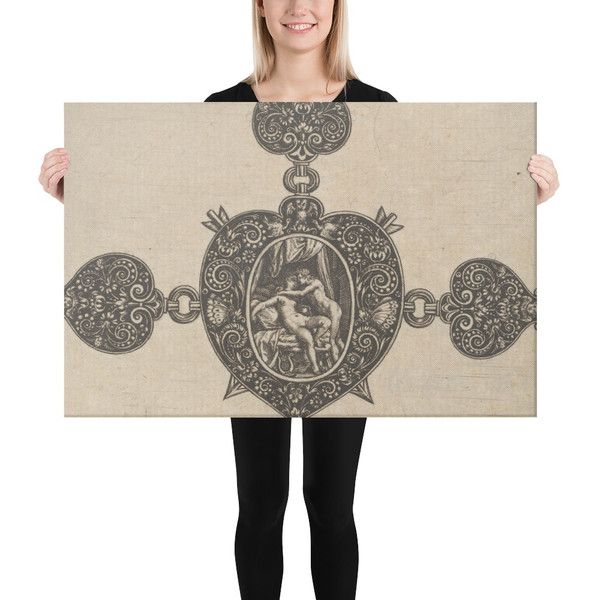 Design for a Heart-Shaped Brooch - Johann Theodor de Bry - 1580–1600 - Canvas Museum quality 7737696