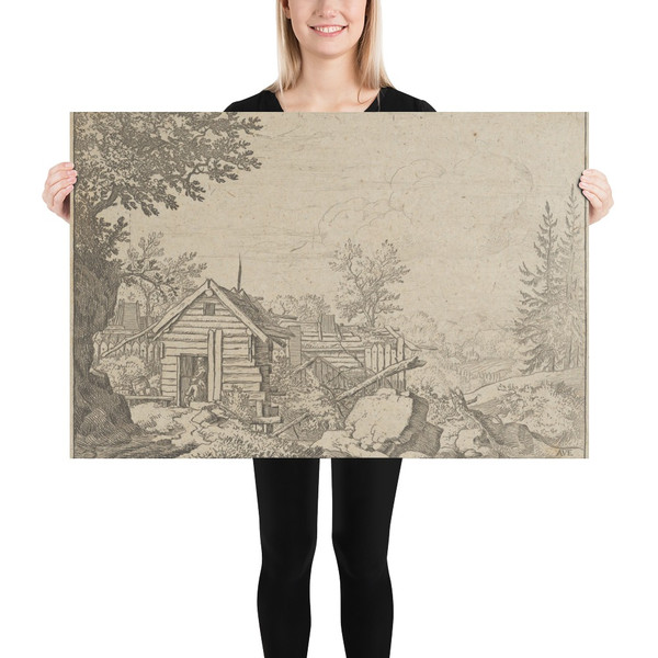 Two Men in the Door of the Hut - Allart van Everdingen - 17th century - Paper Poster Museum quality 7724436