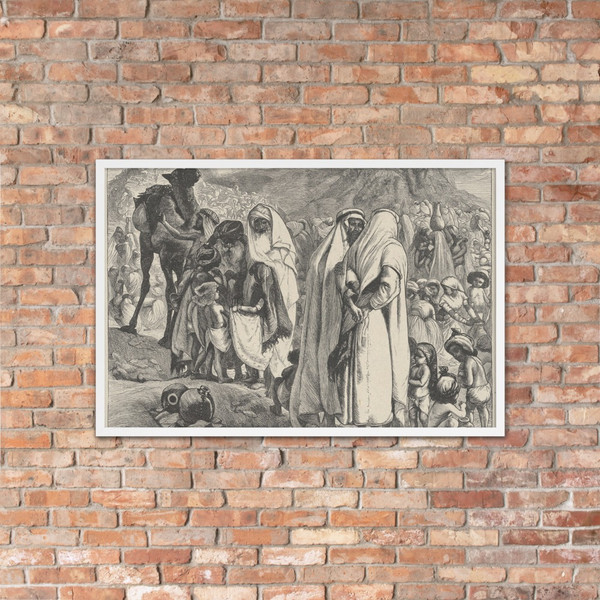 Gathering Manna (Dalziels' Bible Gallery) - Arthur Boyd Houghton - 1865–81 - Matte Paper Framed Poster Museum quality 7746631