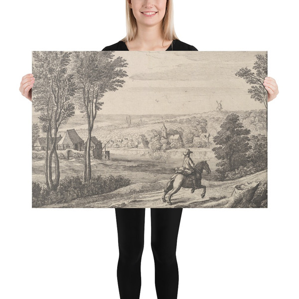 The Horseman - Wenceslaus Hollar - 1650 - Canvas Museum quality 7742118