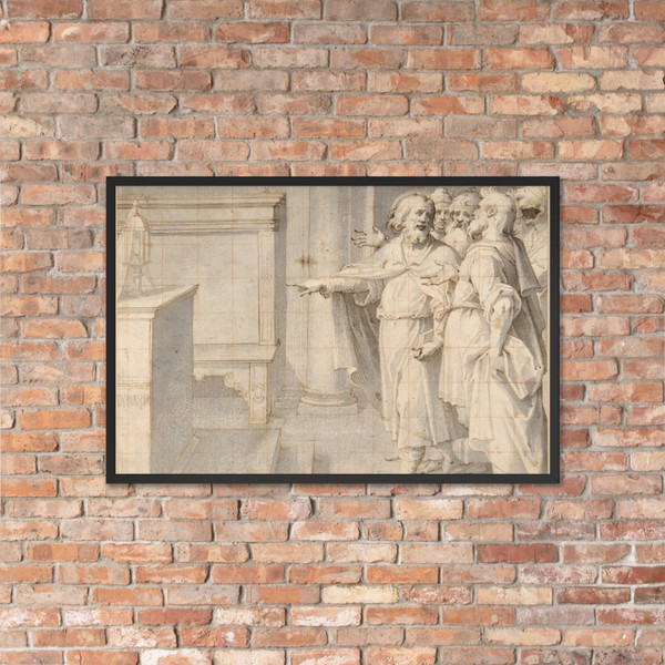 A Male Saint Followed by a Group of Men, Pointing to a Monstrance on an Altar - Giovanni Battista Trotti ("Il Malosso") - 1555–1619 - Matte Paper Framed Poster Museum quality 7744515