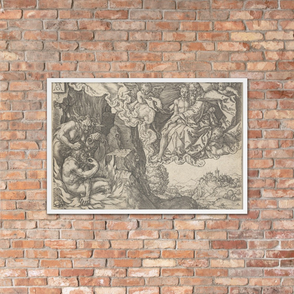 The Rich Man in Hell, Seeing Lazarus Embraced by Abraham, from The Parable of the Rich Man and Lazarus - Heinrich Aldegrever - 1554 - Photo Paper Framed Poster Museum quality 7741012
