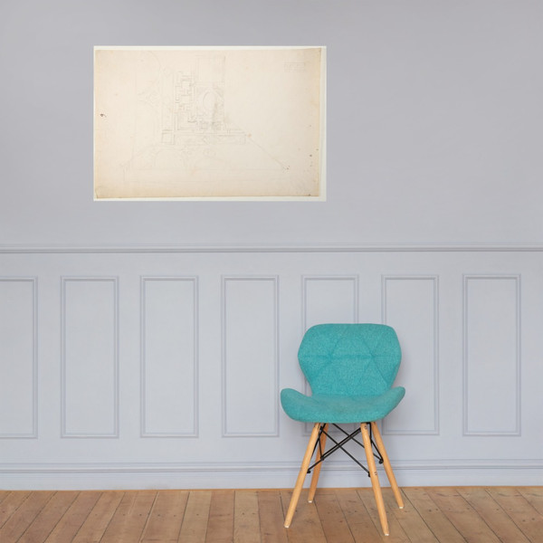 Drawing After and Architectural Fragment of a Coffered Ceiling - Anonymous, French, 19th century - 19th century - Photo Paper Poster Museum quality 7740565