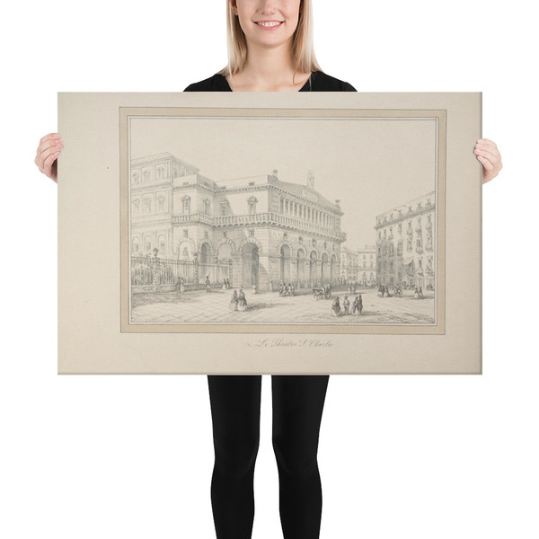 View of Naples: Teatro San Carlos - Anonymous, French, 19th century - 19th century - Canvas Museum quality 7704305