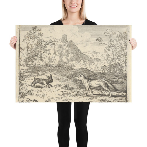 Renard Lies that the Rabbit Insulted One of His Children from Hendrick van Alcmar's Renard The Fox - Allart van Everdingen - 1650–75 - Paper Poster Museum quality 7725300
