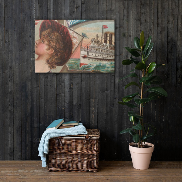 Steamship Narragansett, Stonington Line, from the Ocean and River Steamers series (N83) for Duke brand cigarettes - W. Duke, Sons & Co. - 1887 - Canvas Museum quality 7737660