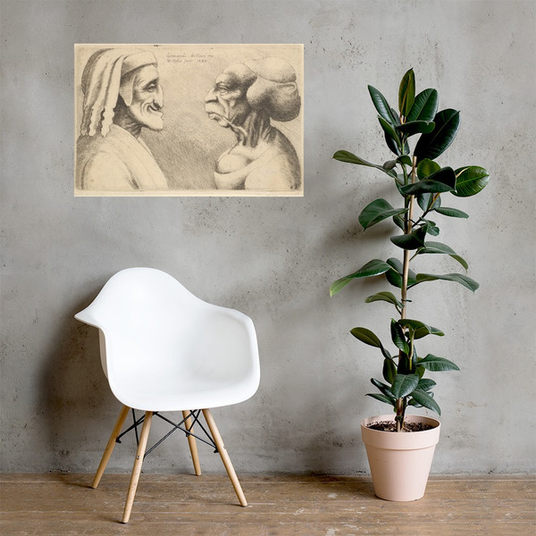 Two deformed heads (the figure on the left is possibly a caricature of Dante) - Wenceslaus Hollar - 1645 - Photo Paper Poster Museum quality 7741479