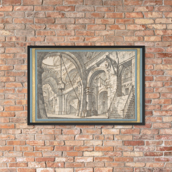Perspective for a Stage Set with Stairs and Arches - Serafino Brizzi - 1684–1737 - Matte Paper Framed Poster Museum quality 7743062